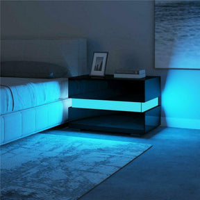 LED Light Nightstand Bedside Table with 2 Drawers