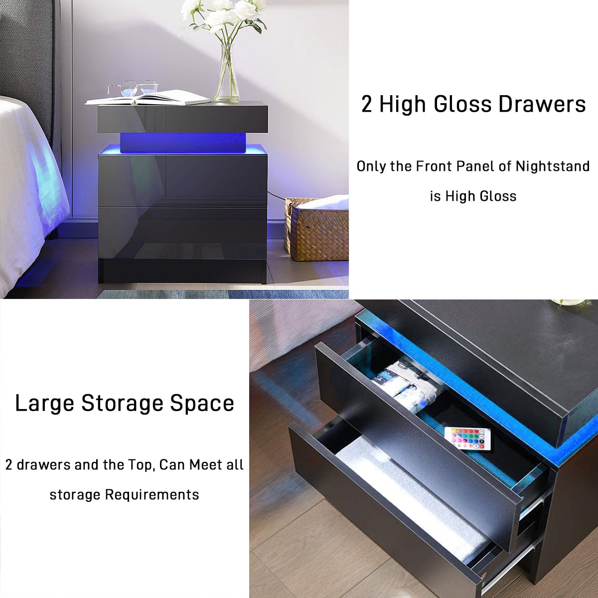 RGB LED  Bedside Cabinet